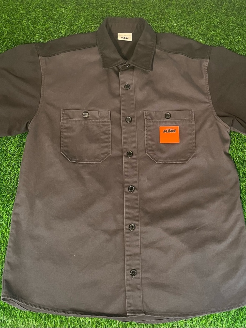 KTM Mechanic Racer Button Up Black & Orange T-Shirt Mens Size Large